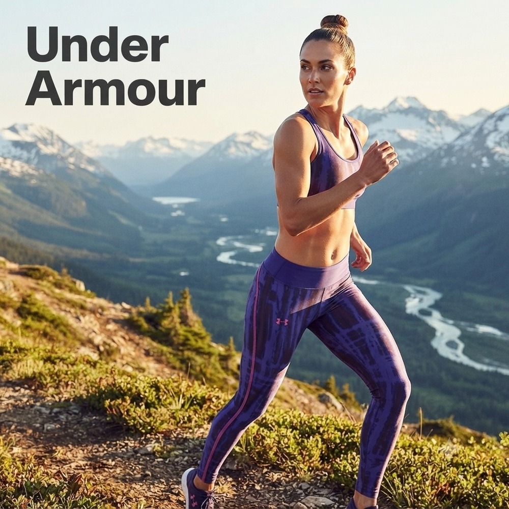 Under Armour ColdGear Compression Leggings Womens Small Purple Tie Dye Workout